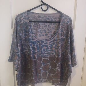 Threads 4 Thought Blue and Brown Patterned Short Sleeve Tee